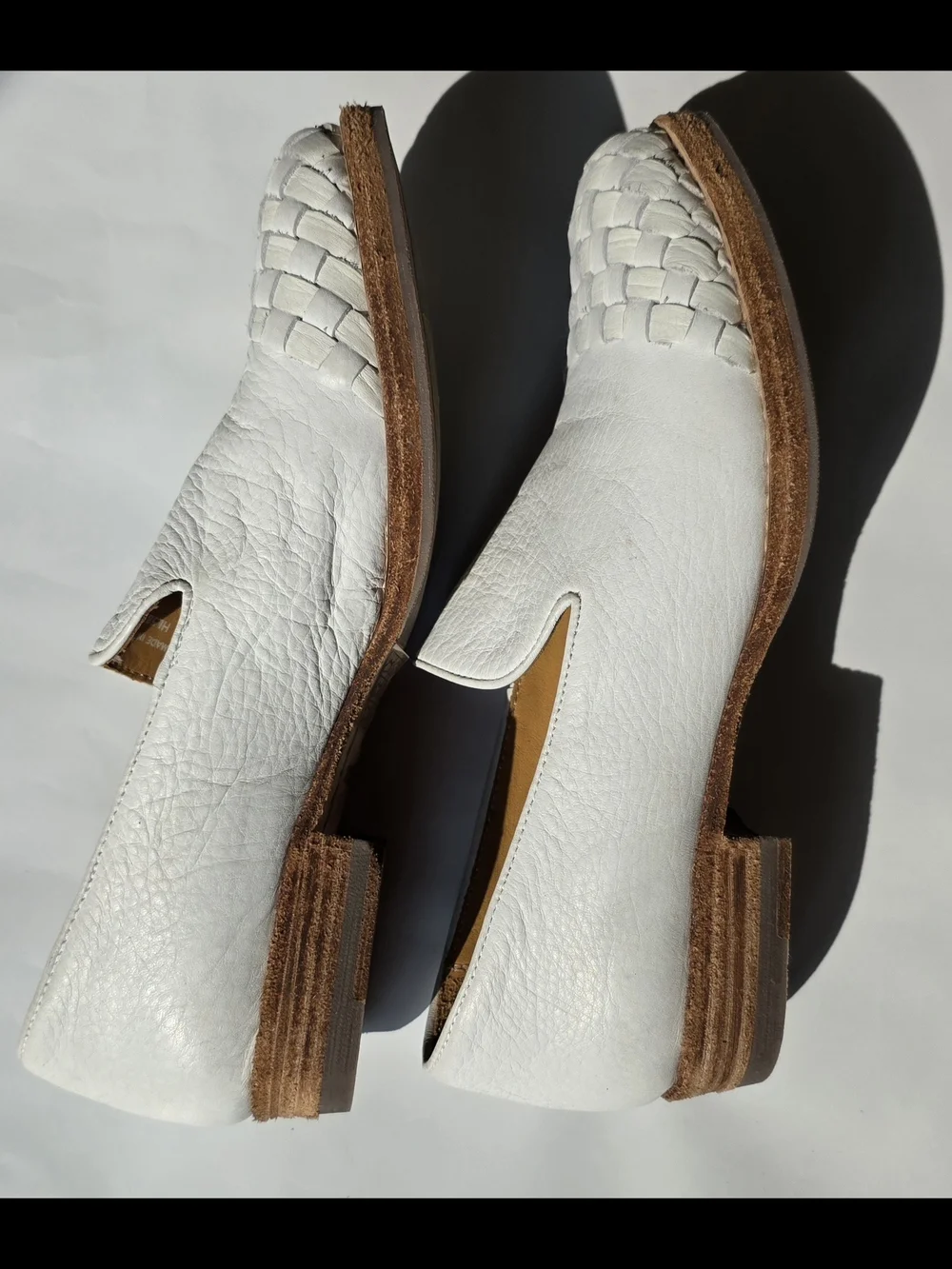Blackstone White Woven Leather Slip-On Flats HL58